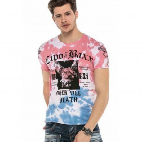Pánské tričko CIPO & BAXX CT558 BLUE-PINK