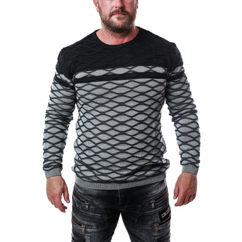 Pánský svetr CIPO & BAXX CP228 GREY