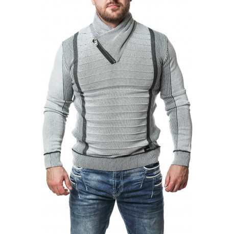 Pánský svetr CIPO & BAXX CP227 GREY