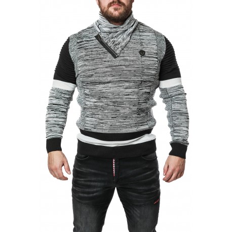 Pánský svetr CIPO & BAXX CP250 BLACK-GREY