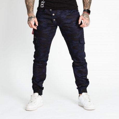 Pánské kalhoty CIPO & BAXX CD690 CAMOUFLAGE-BLUE