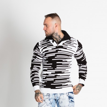 Pánský svetr CIPO & BAXX CP245 WHITE-BLACK