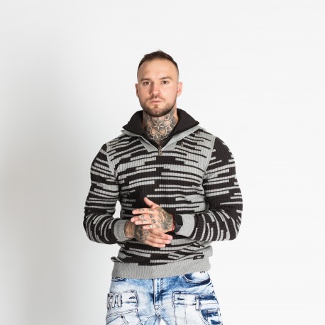 Pánský svetr CIPO & BAXX CP245 GREY-ANTRASIT